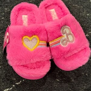 Pink Fuzzy Barbie Slippers